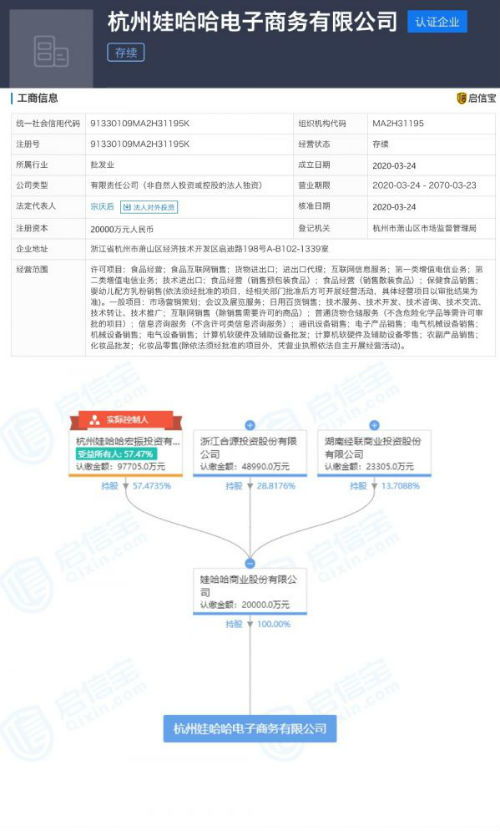 娃哈哈斥资2亿元成立电子商务公司